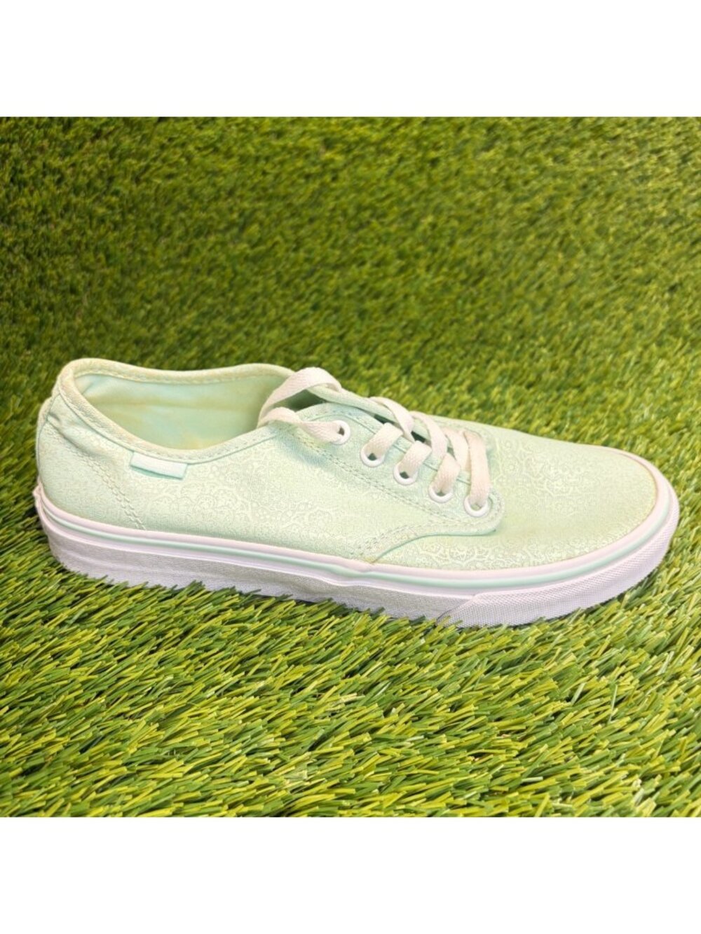 Vans Camden Tapestry Womens Size 8.5‎ Mint Green Athletic Skate Shoes Sneakers